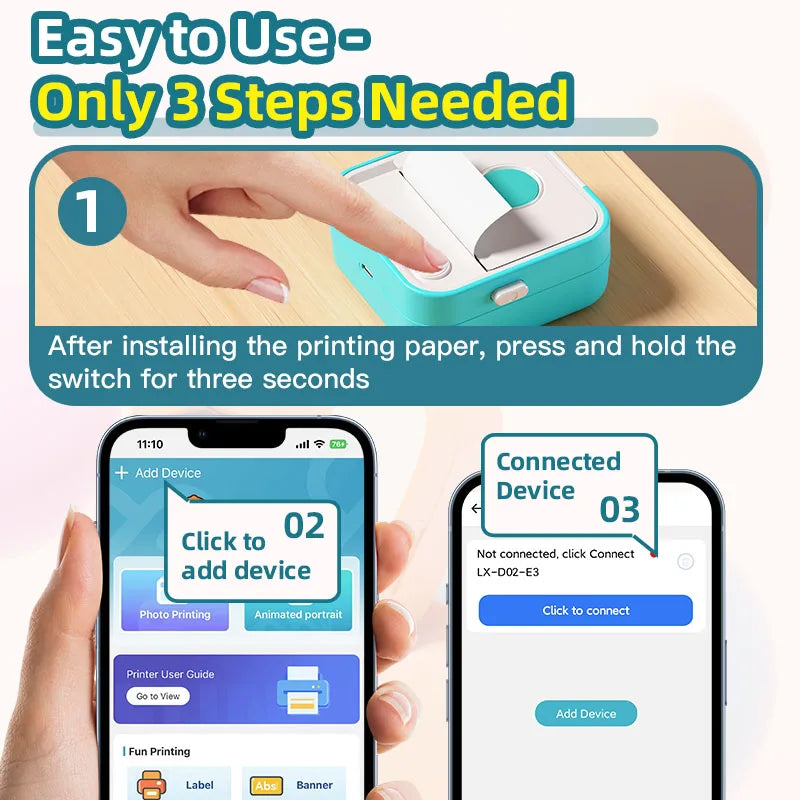 New D5 Label Printer Inkless Thermal Label Maker 12-57mm Paper Adjustable Sticker Pocket Mini Printer for photo