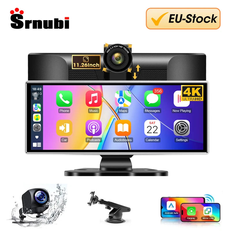 7/10.26"/11 26" Dash Cam 4K Car DVR Wireless Carplay Android Auto Ai Screen 1080P Camera GPS Navigation Video Recorder Bluetooth