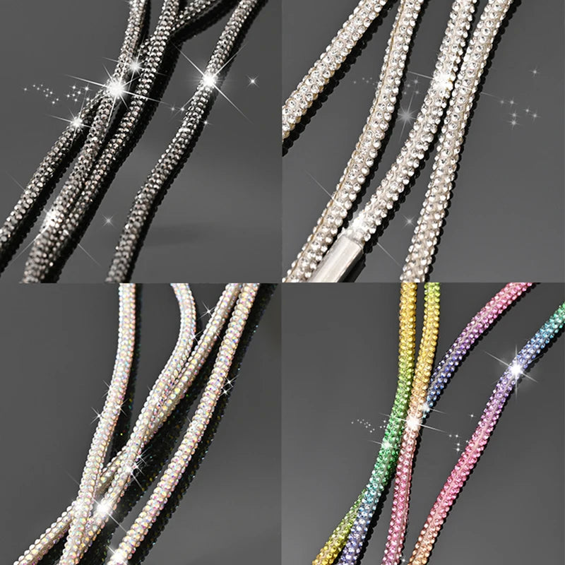 1 Pair/2 Pc Rhinestone Shoe Lace Luxury Diamond ShoeLace  Bright String Cross Braiding Strap DIY Drawstring