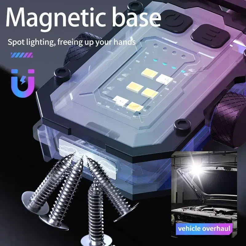 Mini LED Keychain Light Portable Magnetic EDC Flashlight Outdoor Camping Fishing Emergency Work Hat Clip Lamp With FingertipGyro