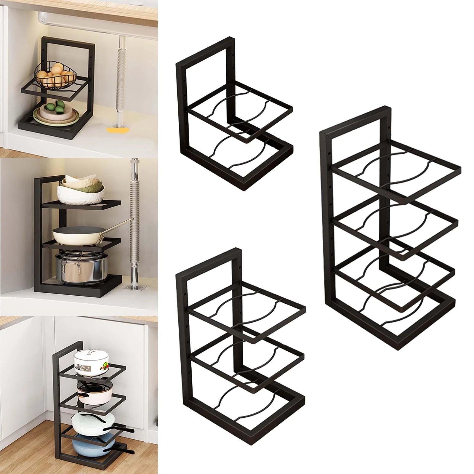 Pot and Pan Organizer Heavy Duty Kitchen Organizer Pot Organizer for Home Kitchen Organizer Cookware Stand under Cabinet