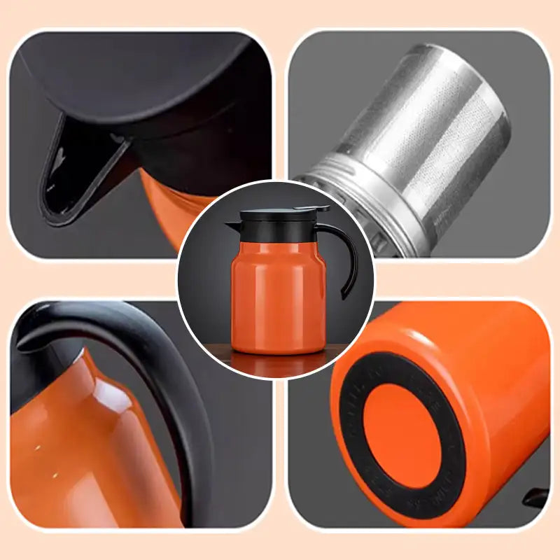 Insulated Pot Stainless Steel Tea Separation Thermos Pot Multifunction Kettle 800-1000ML Portable Handle Pot Insulated Pot