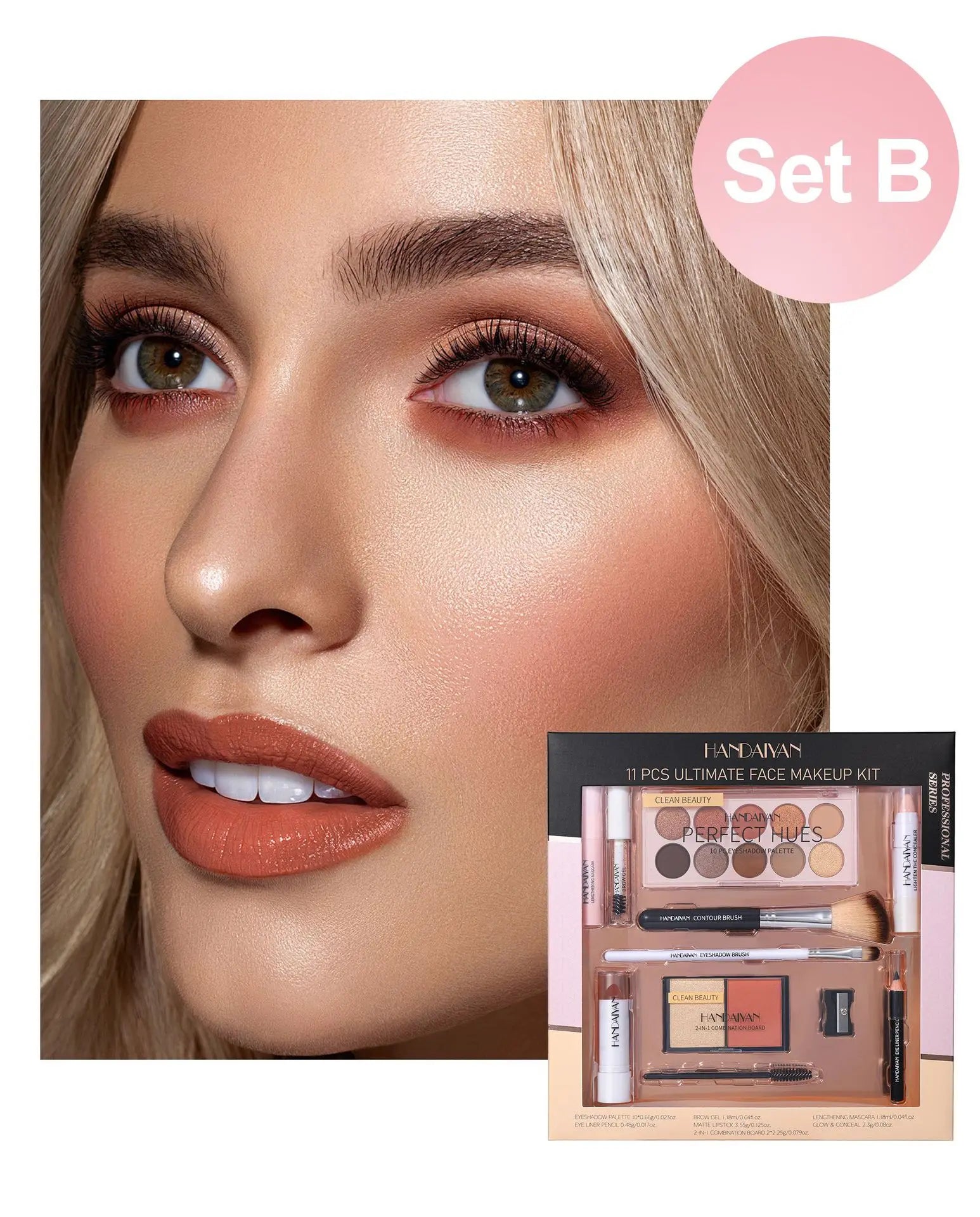 Professional Makeup Kit 11 Pieces Eyeshadow Contour Blusher Set Waterproof Highly Pigmented Smudge Proof Face Cosmetics Collecti