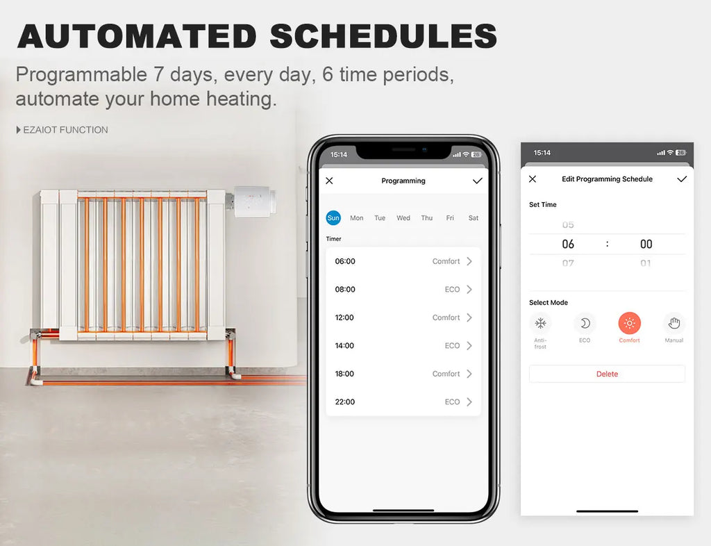Smart WiFi/ZigBee TRV Thermostat Tuya Radiator Thermostatic Valve Programmable Controller Actuator Alexa Google Voice Control
