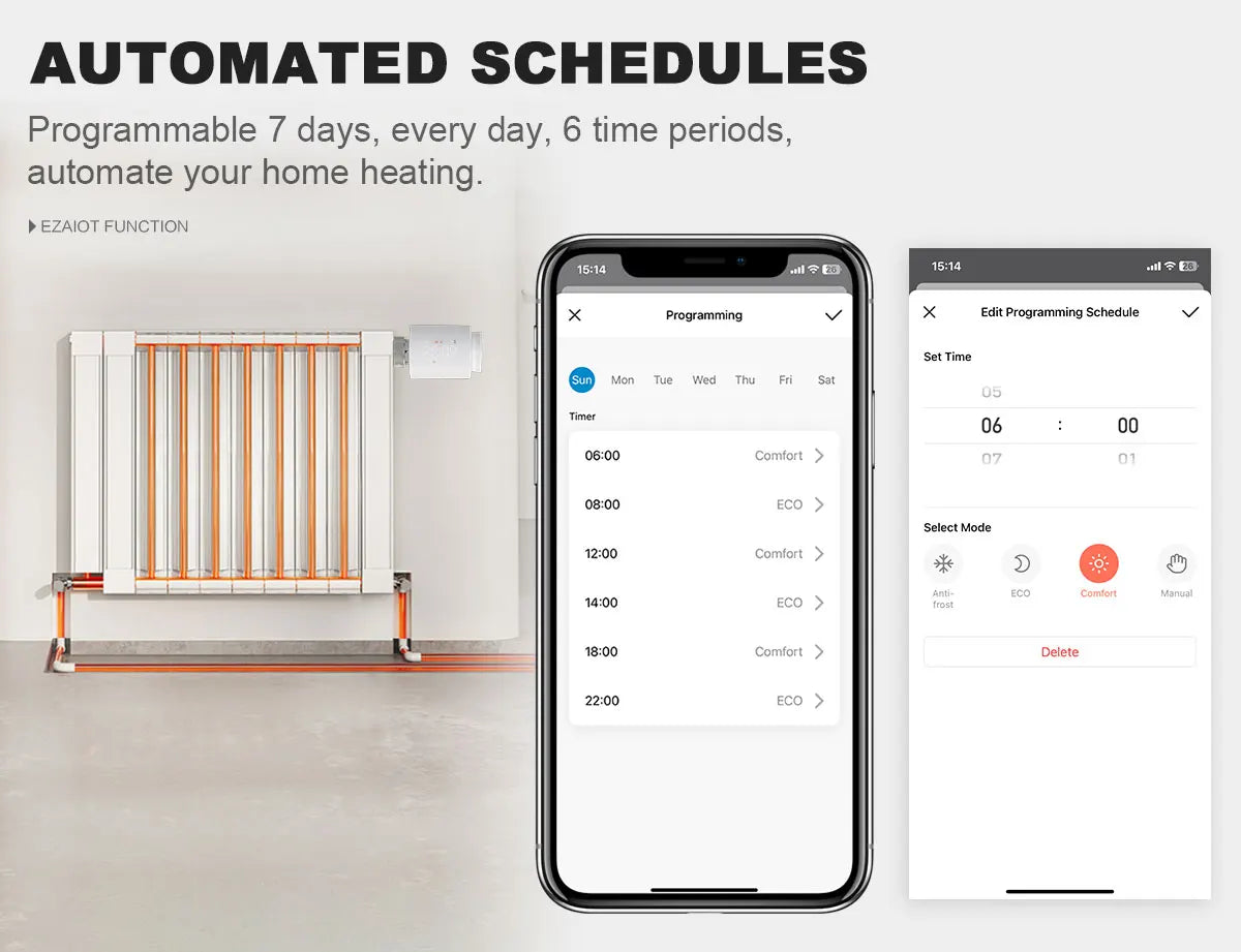 Smart WiFi/ZigBee TRV Thermostat Tuya Radiator Thermostatic Valve Programmable Controller Actuator Alexa Google Voice Control
