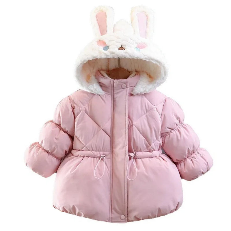 Winter clothing, children's fashionable cotton jacket with plush and thick cotton clothing, baby and girl's cotton clothing
