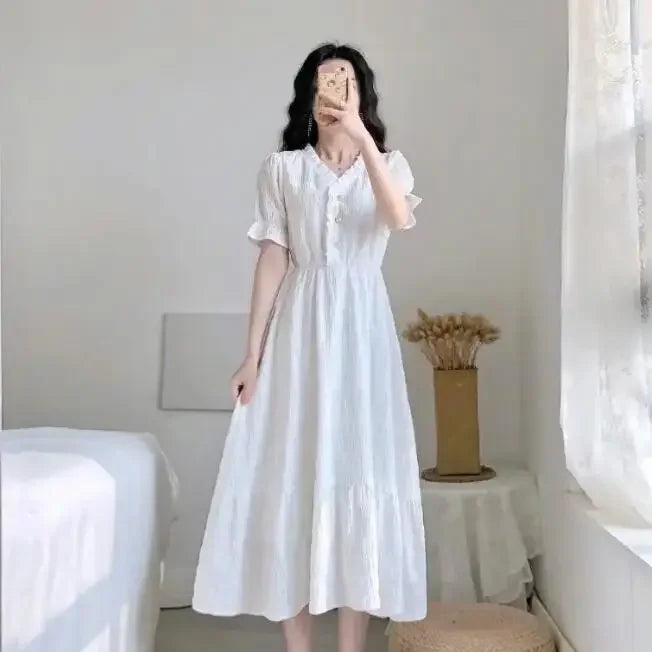 Clothing Holiday Female Dresses 2025 Beach Women's Dress Midi Long Sleeve X New Features of Cotton Summer Luxury Loose Trendy Xl