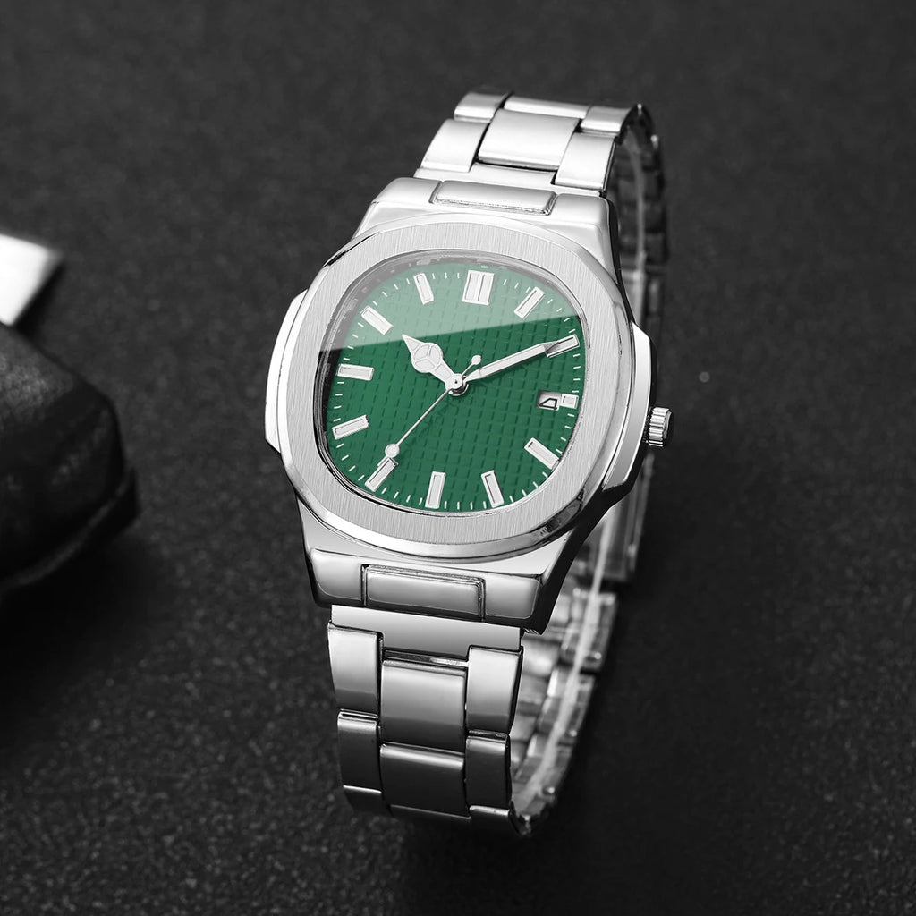 Fashion Square Men Business Watches Simple Calendar Quartz Watch for Mens Clock Reloj Hombre（Without Box）