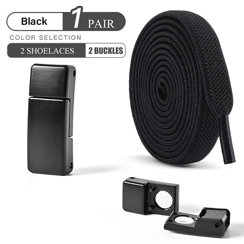 Magnetic Buckle No Tie Shoe Laces Elastic Shoelaces Without Ties Laces Sneaker Kids Adult Widened Flat Shoelace for Shoes