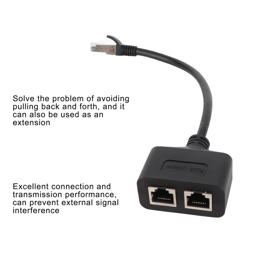 Universal RJ45 Ethernet Adapter Cable Extension 1 to 2 Port Excellent Connection Transmission Splitter Adapter for Home Office