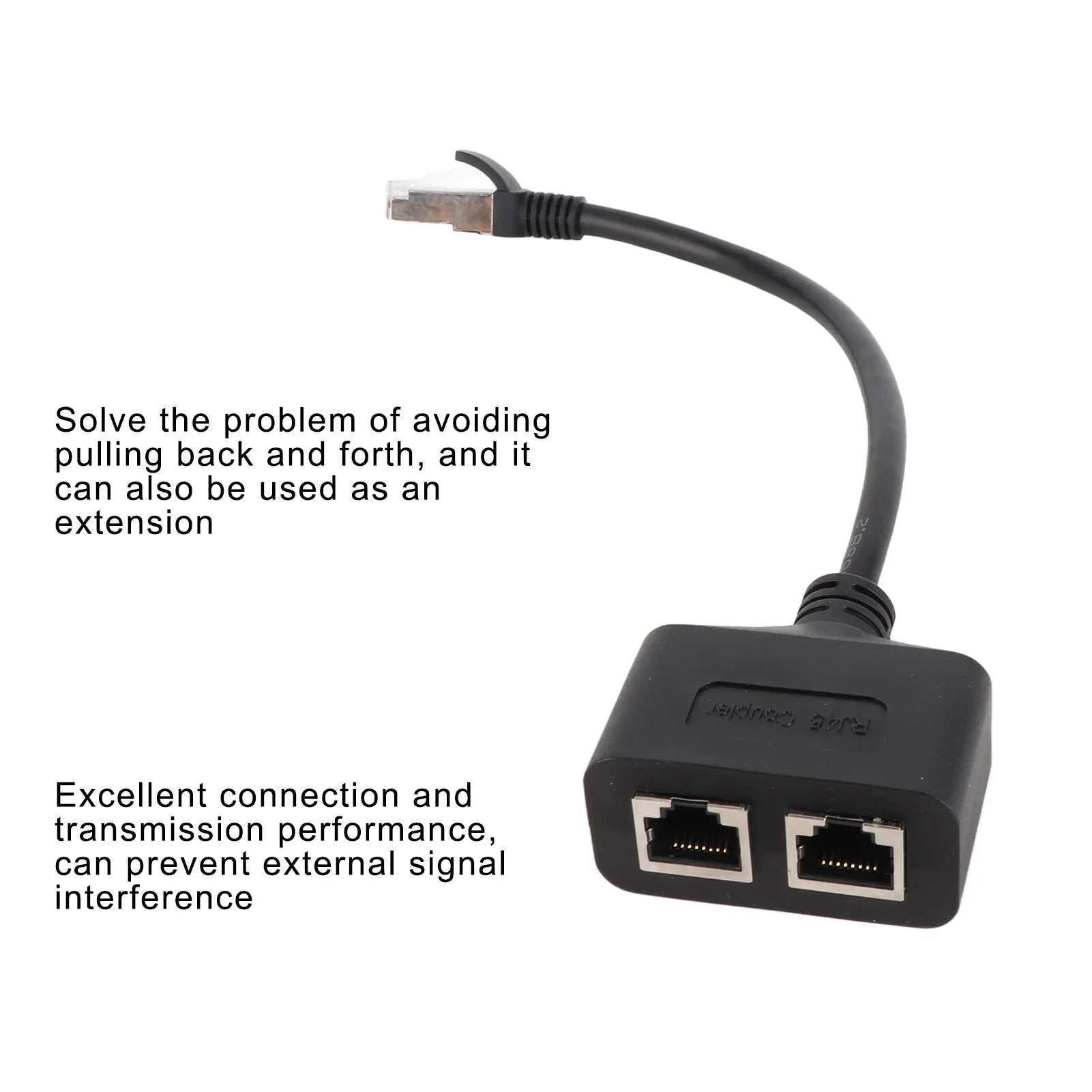 Universal RJ45 Ethernet Adapter Cable Extension 1 to 2 Port Excellent Connection Transmission Splitter Adapter for Home Office