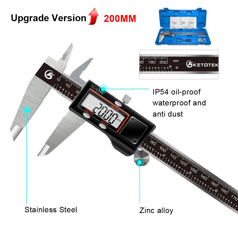 Digital Vernier Caliper 6 Inch 150mm Stainless Steel Electronic Metal Caliper Micrometer Depth Measuring Tools