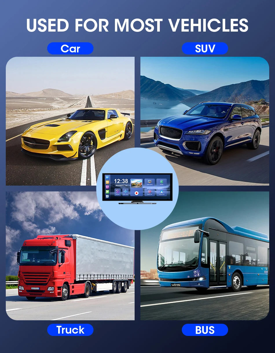 Develuck NEW 11.26 inch 4K DVR Wireless CarPlay and Android Auto Portable Dash Cam Car Screen Video Recorder 5G WIFI Navigation