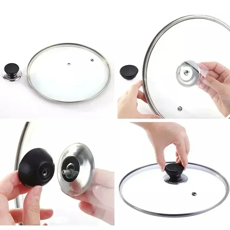 Black Anti-Scalding Pot Lid Knob Replaceable Universal Pot Lid Handle Pot Lid Head Kitchen Accessories Handle Pot Cap Pot Handle