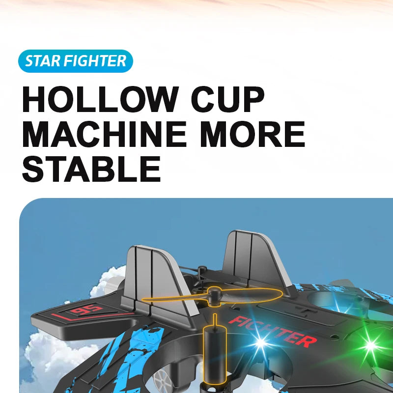 Glider Flying Helicopter RC Hobby Jet Plane 2.4G Stunt Remote Control Foam Fighter Airplane Toy With Light