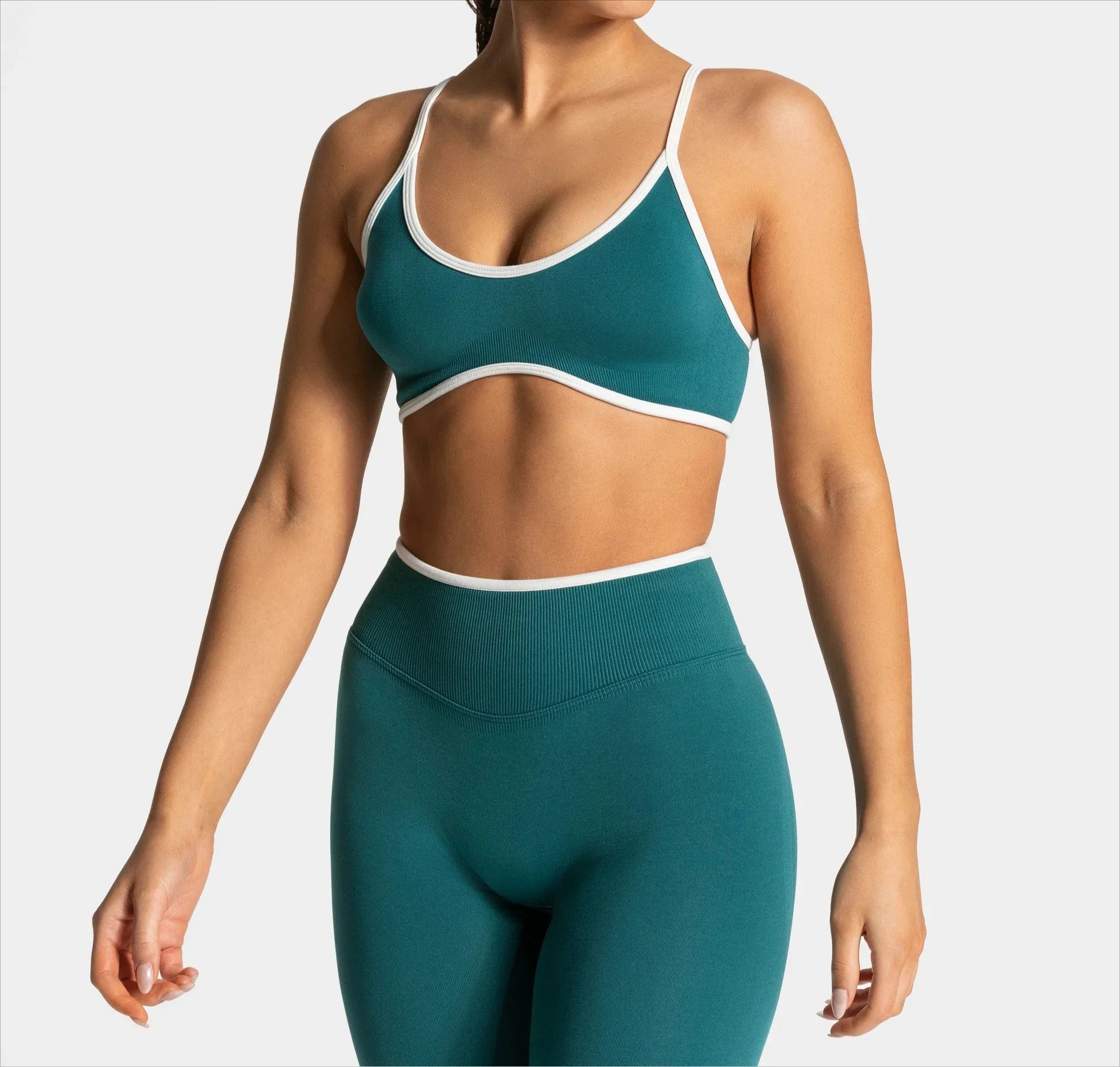 Summer Women's Solid Color Gym Sports Bra Sexy Backless Knitted Bra with Chest Cushion Suspender Bra Yoga Fitness Top