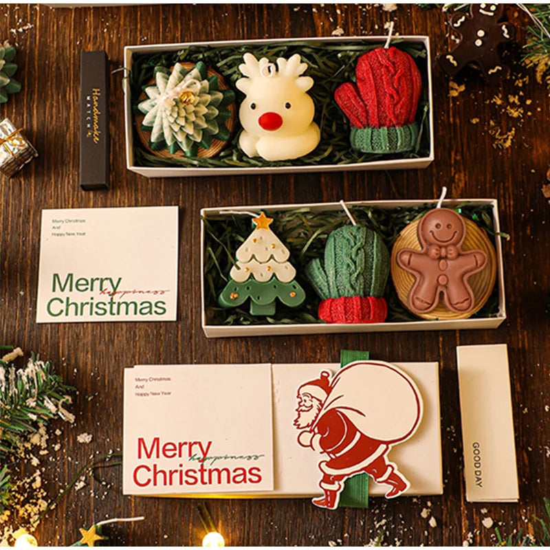 Christmas Scented Candles Three-piece Gift Box Gloves Elk Gingerbread Man Aromatherapy Girl Friends Creative Warm Christmas Gift