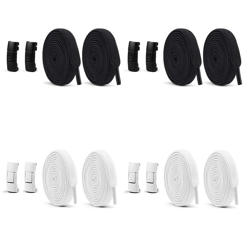 No Tie Shoe Laces Press Lock Shoelaces Without Ties Elastic Laces Locking Without Detachment 8mm Widened Flat Shoelace for Shoes