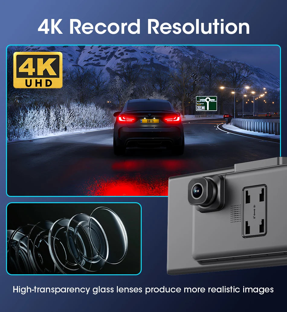 Develuck NEW 11.26 inch 4K DVR Wireless CarPlay and Android Auto Portable Dash Cam Car Screen Video Recorder 5G WIFI Navigation