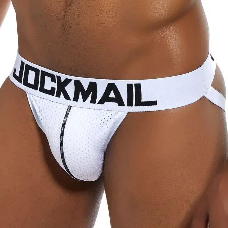 JOCKMAIL New Jocks Men Mesh Low Waist Sexy Men Underwear Briefs Gay Penis Pouch Wonderjock Bikini Underwear Man Jockstrap thong