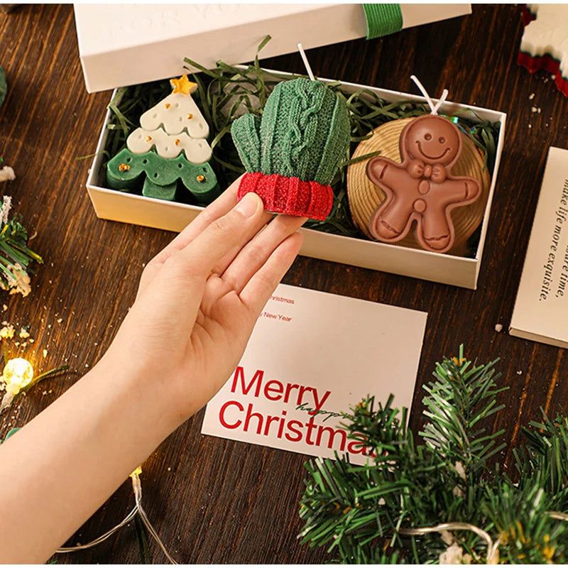 Christmas Scented Candles Three-piece Gift Box Gloves Elk Gingerbread Man Aromatherapy Girl Friends Creative Warm Christmas Gift