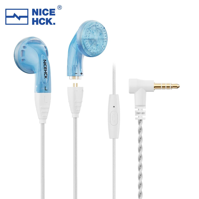 NICEHCK YDX Earbud HiFi Wired Microphone Earphone 14.8mm Dynamic Driver Music Headset With 2Pin Silver Plated OCC Mixed Cable