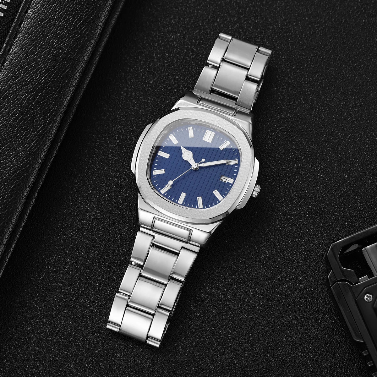 Fashion Square Men Business Watches Simple Calendar Quartz Watch for Mens Clock Reloj Hombre（Without Box）