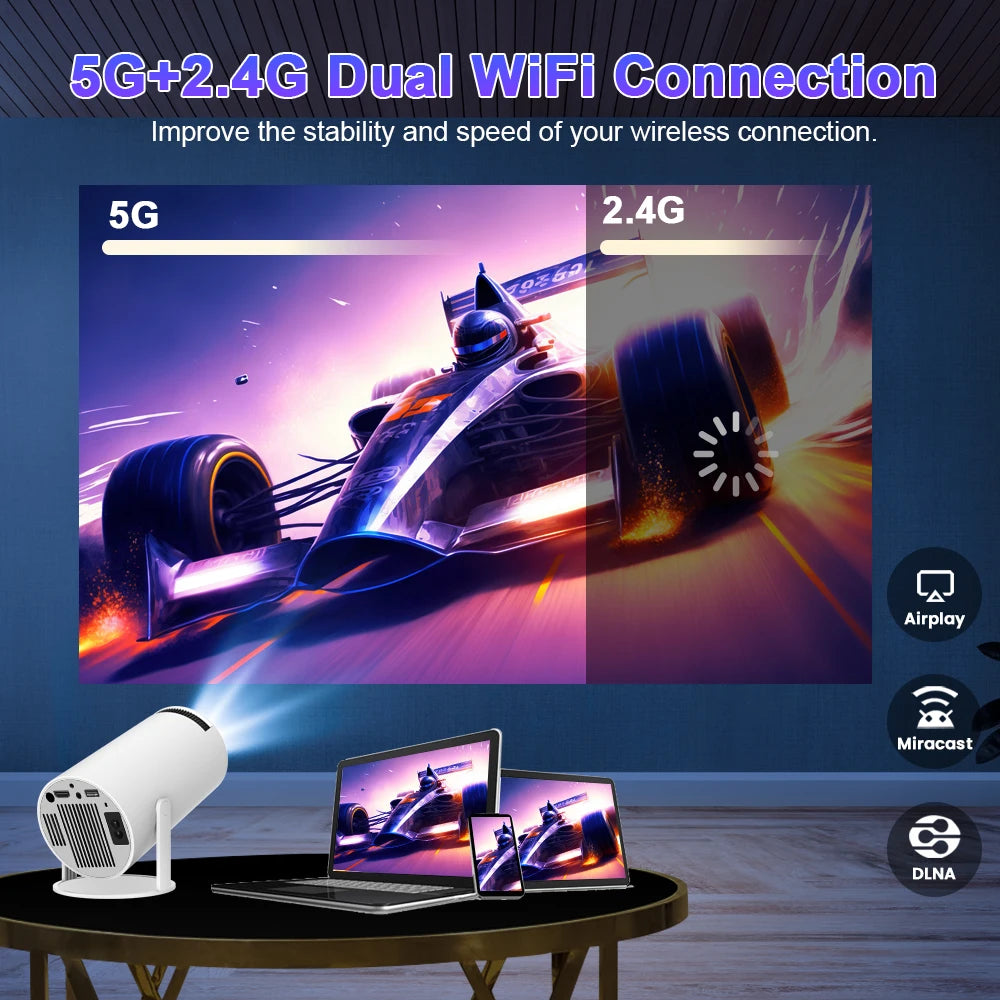 Transpeed Android 11 Wifi6 260ANSI Projector AllwinnerH713 1280*720P 4K180° flexible BT5.0 Home Cinema Outdoor portable Projetor