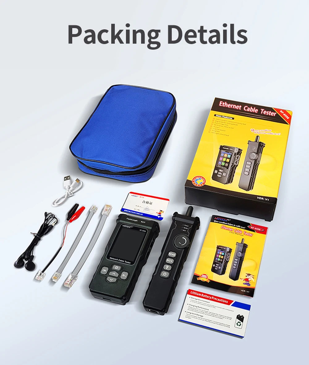 NOYAFA NF-8506 Network Cable Tester Multifunction Cable Tracker Support PING test/IP scan/Poe Measure Length Wiremap Tester