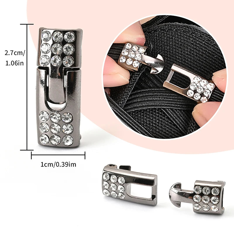 No Tie Shoe Laces Diamond Buckle Elastic Laces Shoelaces Sneaker Kids Adult Shoelace Suitable For Sports Casual Shoes Boots