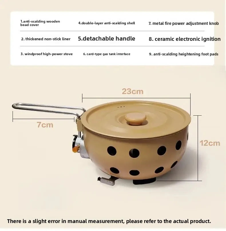 Outdoor integrated pot, card stove, multi-functional portable car camping, picnic, gas tank, universal pot, gas integrated pot