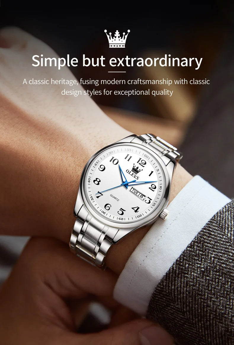 OLEVS 5567 Couple Watches Waterproof Luminous Wristwatch for Lover Date Men‘s and Women's Wristwatch Simple Fashion