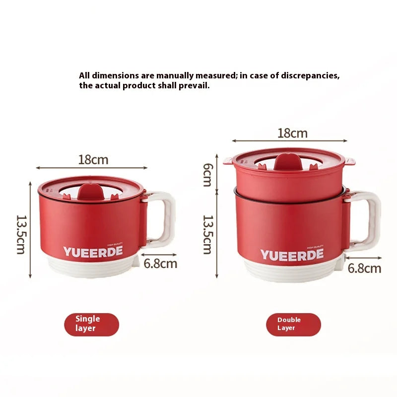 Portable Electric Heating Pot 1.5L Multi-purpose Cooker with Cover Automatic Temperature Control Fast Cooker for InstantNoodles