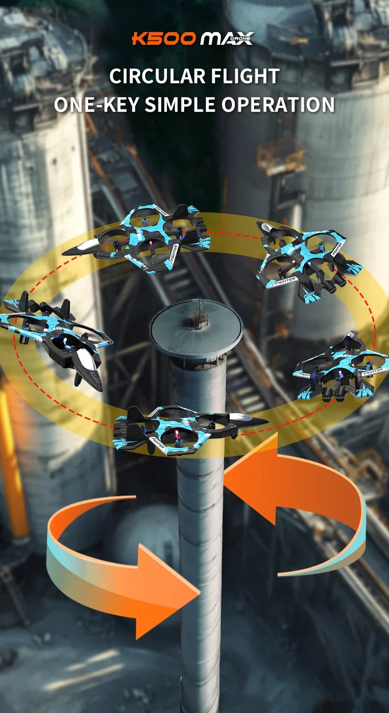 K500 MAX RC Plane Fighter 2.4G Remote Control Stunt Glider 360 ° Rolling Flight Flying EPP Foam Airplane with LED Toys for Kids