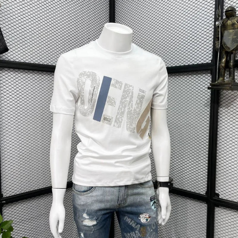 Clothing T Shirt For Men Wholesale Alphabet Man Tee Shirts Graphic Cotton Slim Fit Watercolor Streetwear Kpop Music Xl S Top