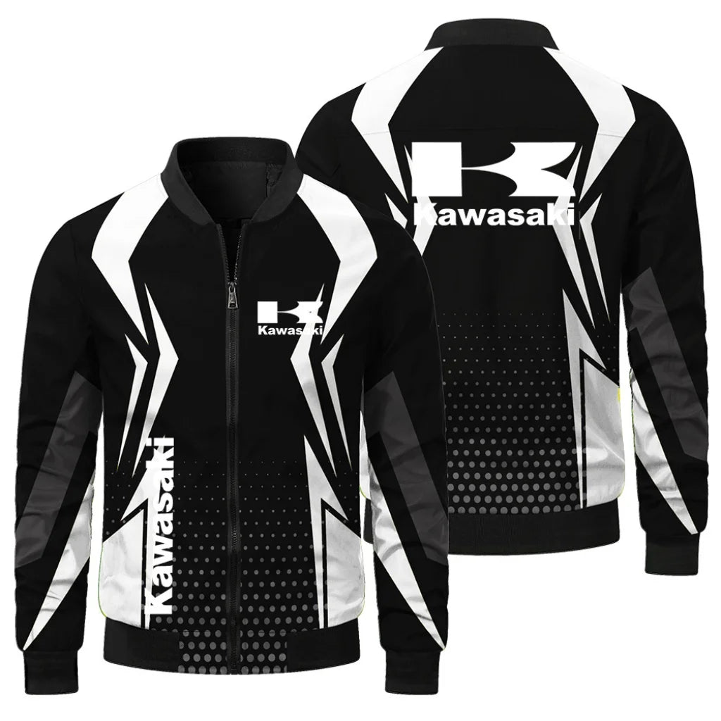 New Kawasaki Men's Racing Jacket 3D Printed Oversized Fashion Outdoor Sports Jacket Casual Windproof Riding Motorcycle Jacket
