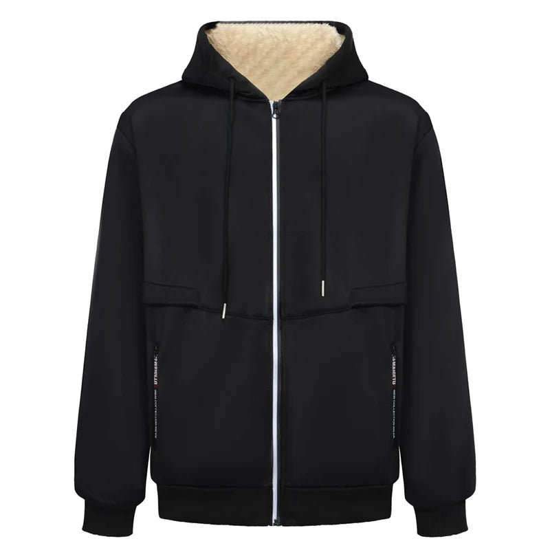 Men's Heavyweight Sherpa Fleece Lined Jackets Coats Windproof Zip Up Hoodie Winter Warm Hooded Sweatshirt Outerwear Outfits Tops