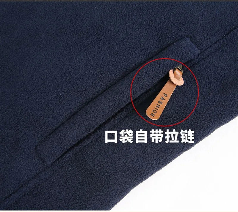 Winter Thicken Polar Fleece Jacket Warmth Windproof Full Zip Up Coat Multiple Zipper Pockets Outdoors Plus Size Jackets Outwear