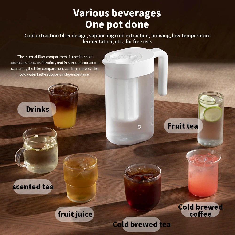 Original New Xiaomi MIJIA Cold Water Pot 1.6L Large Capacity Household Cold Water Pot Coffee Pot Tea Pot Ice Extraction Pot