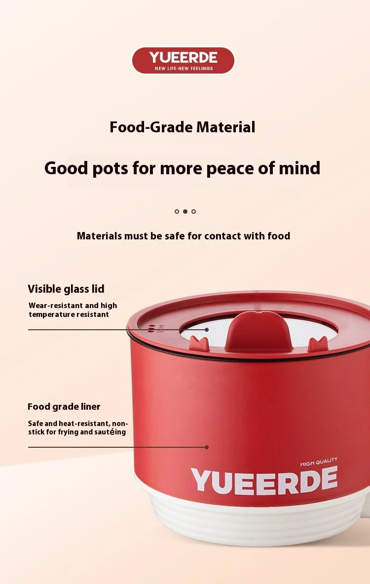 Portable Electric Heating Pot 1.5L Multi-purpose Cooker with Cover Automatic Temperature Control Fast Cooker for InstantNoodles