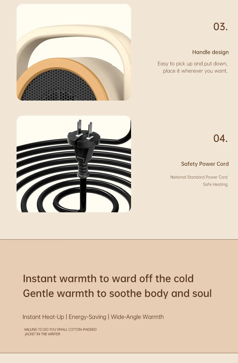 Desktop Heater Electric Heater Hot Air Blower Portable Heater Mini Energy Saving for Office Room Dormitory Home Appliance Warmer