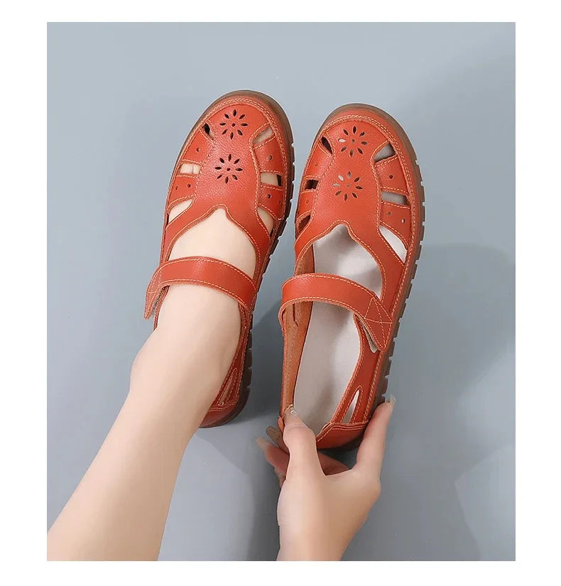 New Summer Women Sandals Ladies Roman Shoes Comfortable Flats Walking Slippers Covered Toe Beach Shoes Fashion White Shose