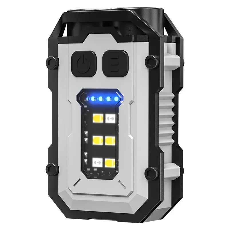 Mini LED Keychain Light Portable Magnetic EDC Flashlight Outdoor Camping Fishing Emergency Work Hat Clip Lamp With FingertipGyro