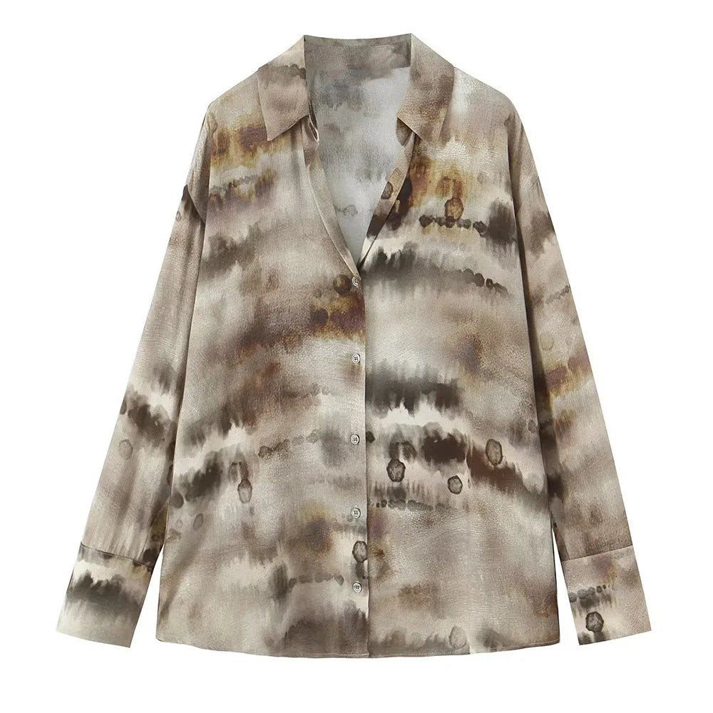 Women's clothing 2025 new fashion casual suits women's clothing European and American style tie-dye printed shirt straight pants