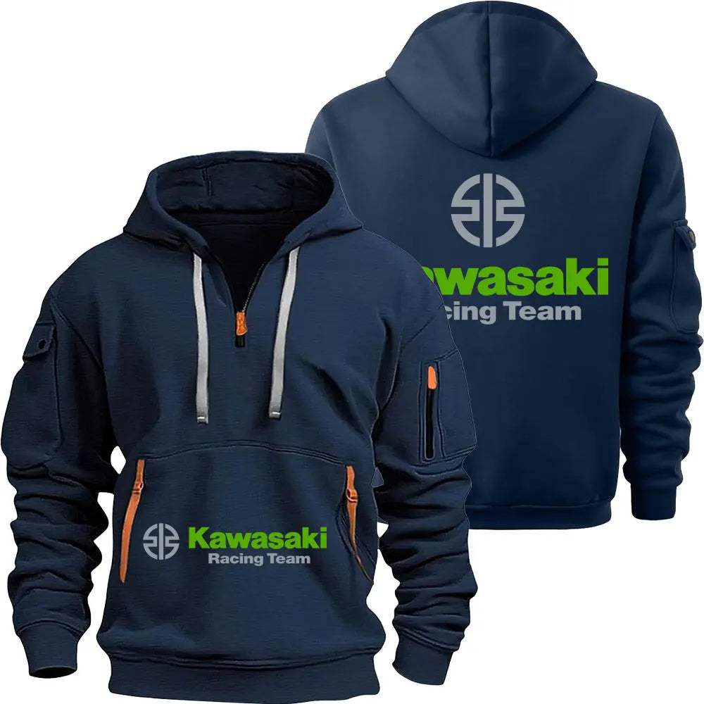 Kawasaki Motorcycle Racing Team Men Half Zipper Hoodie Spring Autumn Male Sweatshirt 2025 New Fashion Pullover Clothes Tops