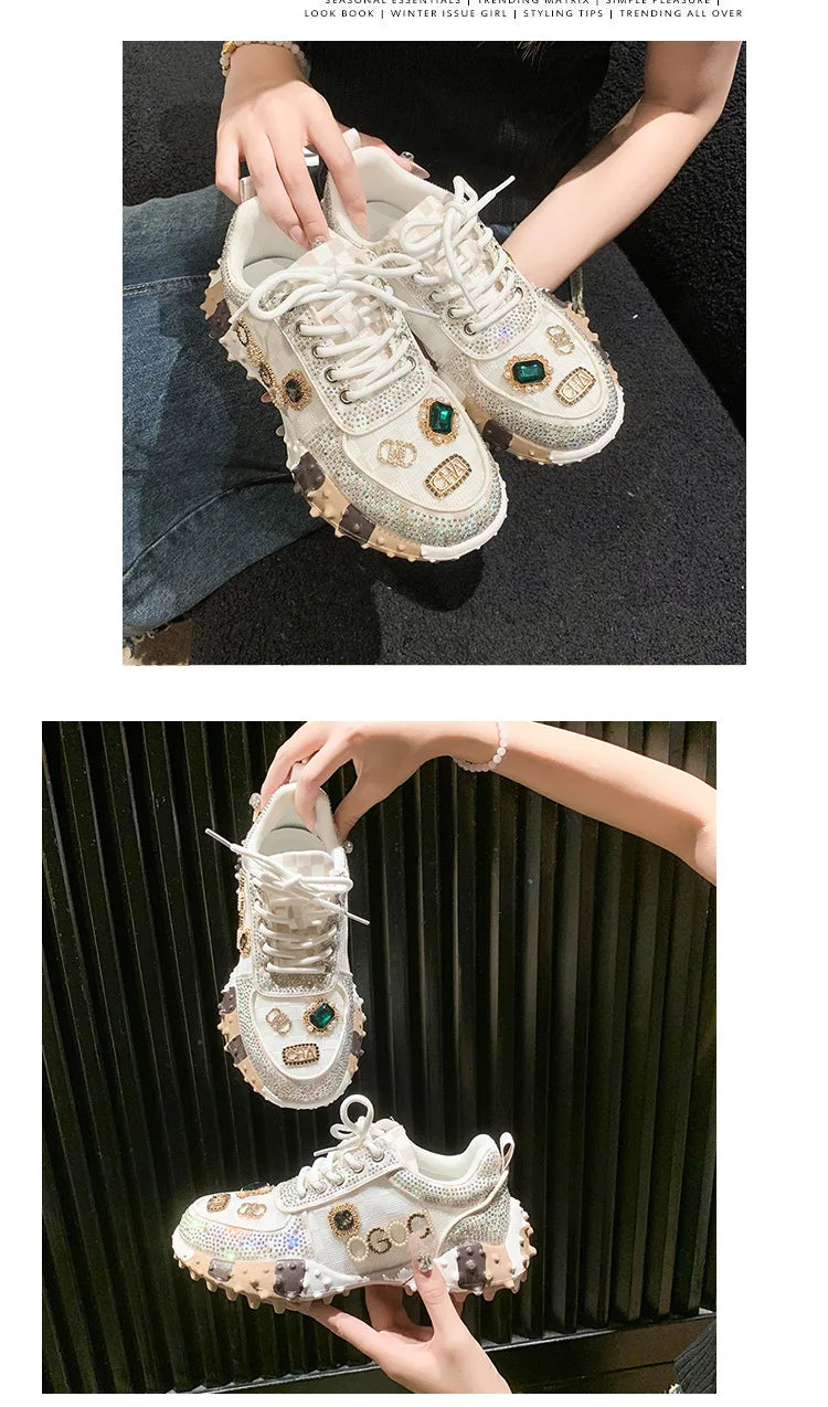 2025 Women Shoes New Rhinestone Women Sneakser Diamond Breathable Casual Designer Sneakers for Women Tenis Shose