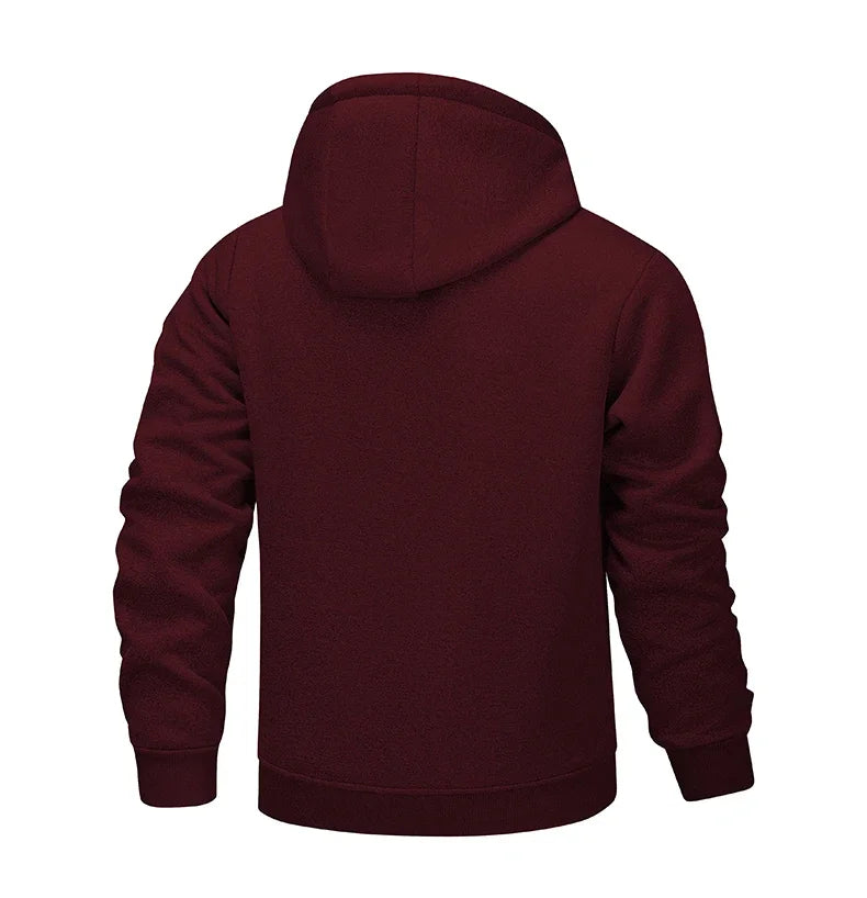 Winter Lambswool Zipper Hoodies Thicken Warm Jacket Men Long Sleeve Sweatshirts Casual Sports Fleece Coats Hooded Man Jackets