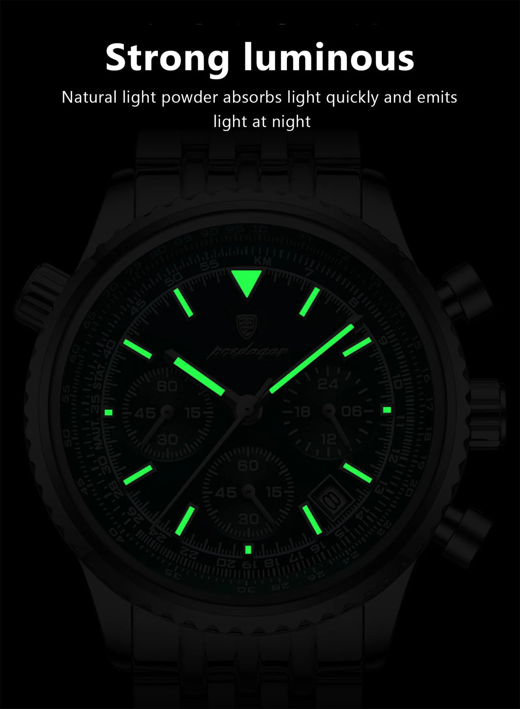 POEDAGAR Luxury Watches For Men Date Chronograph Stainless Steel Man Watch Waterproof Luminous Sport Military Men's Quartz Watch