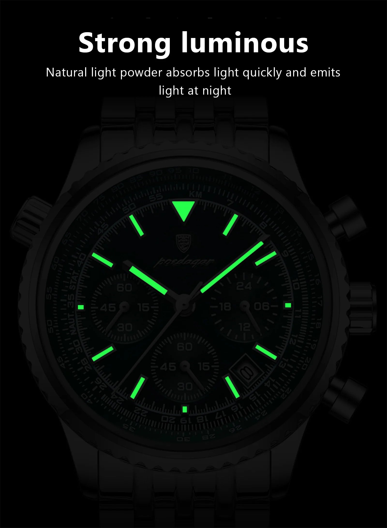 POEDAGAR Luxury Watches For Men Date Chronograph Stainless Steel Man Watch Waterproof Luminous Sport Military Men's Quartz Watch