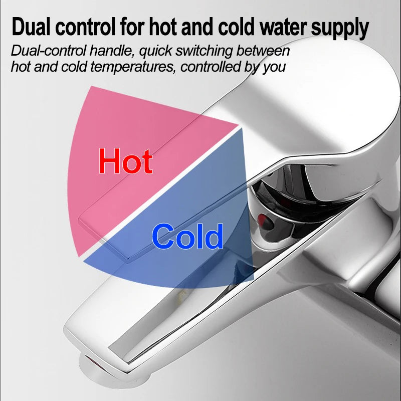 Household Bathroom Basin Faucet, with Dual Control for Hot and Cold Water, Made of High-quality Copper or Alloy Material